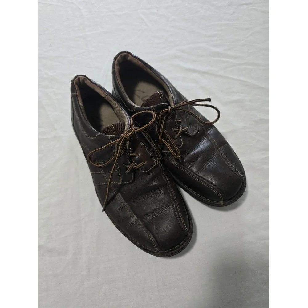 Clarks Mens Brown Leather Lace Up Oxford Shoes Square Toe 86235 Size 8M